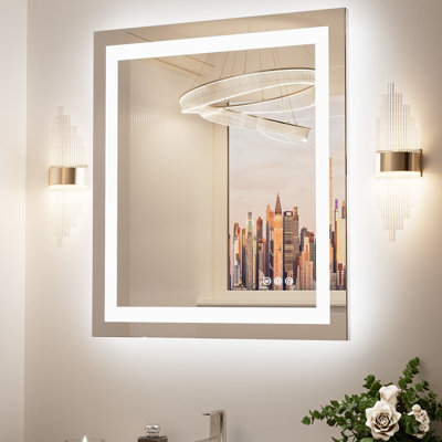 Katyusha Super Bright LED Lighted Bathroom Vanity Mirror 3-Color Temperature  Frontlit & Backlit Dimmable & Anti-Fog