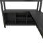 Lit mezzanine double en métal noir avec rangement et garde-robe, bureau pour adolescents en forme de L en noir, garde-robe pour adultes,-1355671589