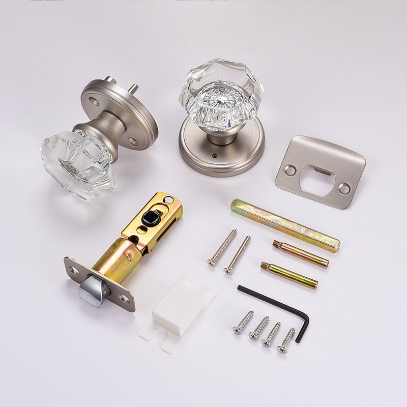 Coolnews Retro Elegant Series Crystal Passage Door Knobs, Satin Nickel