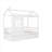 Clean White Twin Size Solid Wood Platform House Bed With Extra Twin Size Underbed Trundle For Residential Bedroom