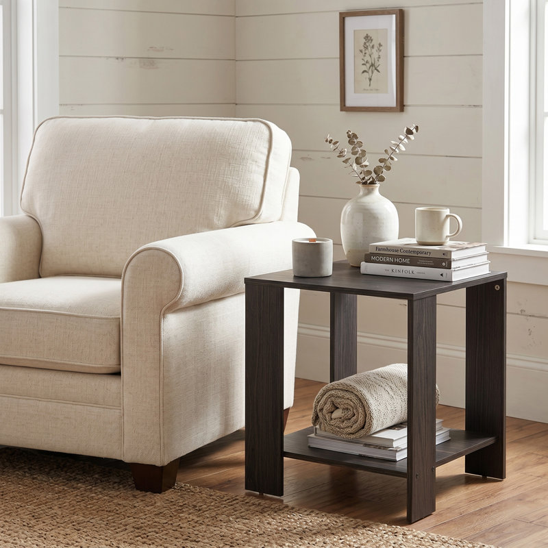 2-Tier End Table with Open Storage Shelf