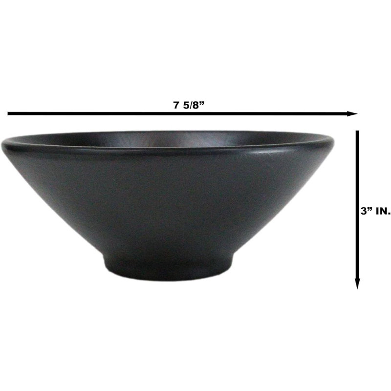 Paquet de 6 grands bols en mélamine en soie noire Ramen Pho Soup, H 3 po x l 7,75 po x P 7,75 po