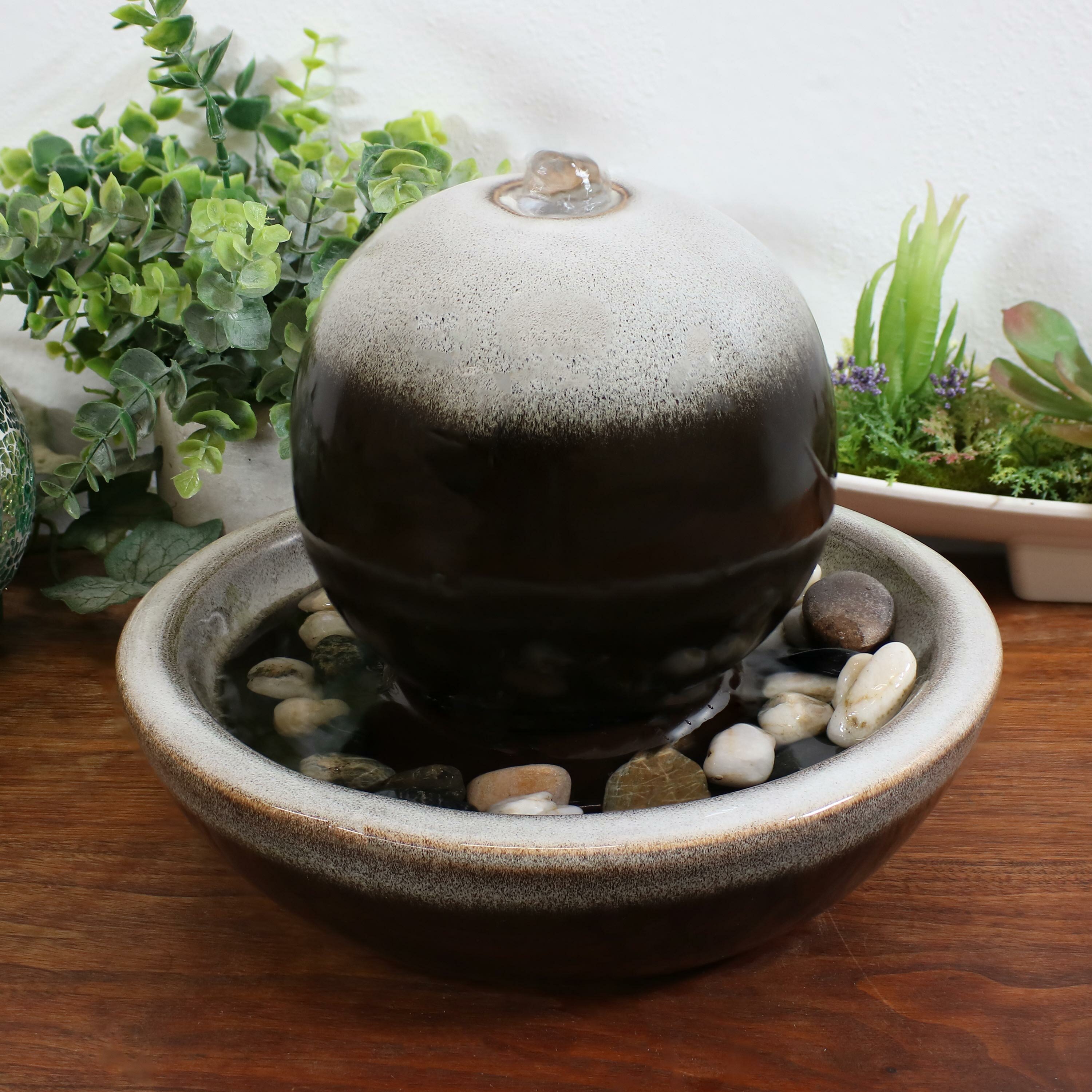 World Menagerie Eucalyptus Ceramic Orb Tabletop Fountain & Reviews ...