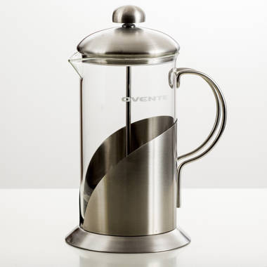 Ovente French Press Carafe Coffee Tea Maker - Silver-Tone