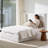 Queen Smart Adjustable Bed Frame Set with Chenille Wingback Headboard, Massage & App Control Electric Base, Cream