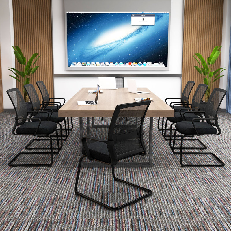 Inbox Zero 8 PCS Office Mesh Chair Office Guest Conference Chair w/ Lumbar Support Ergonomic Backrest