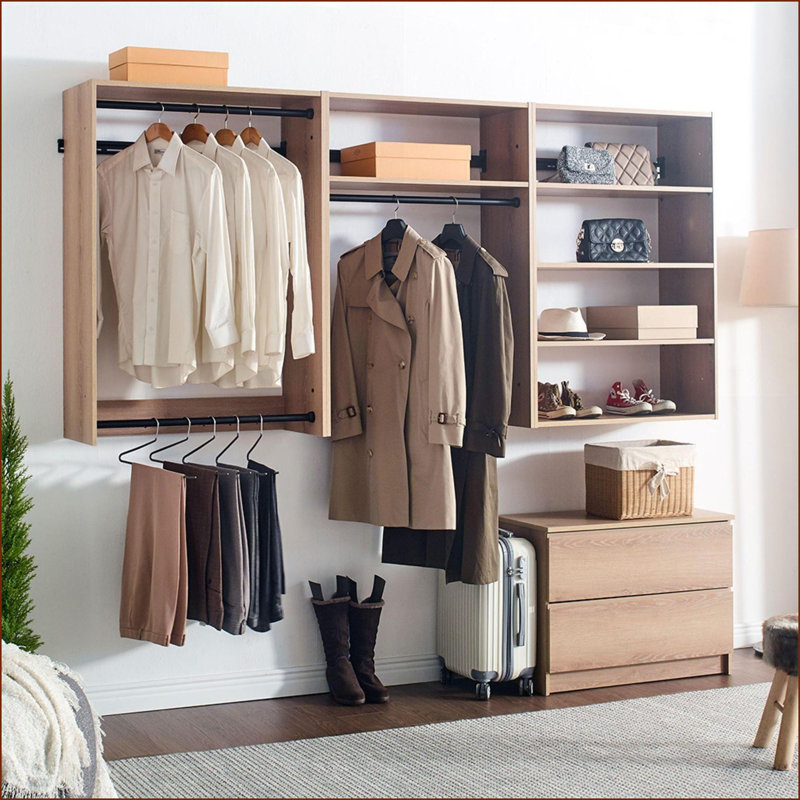 Systèmes de placard | Système d'organisation mural modulaire en bois de chêne Devi | Chêne | Bois, Brun