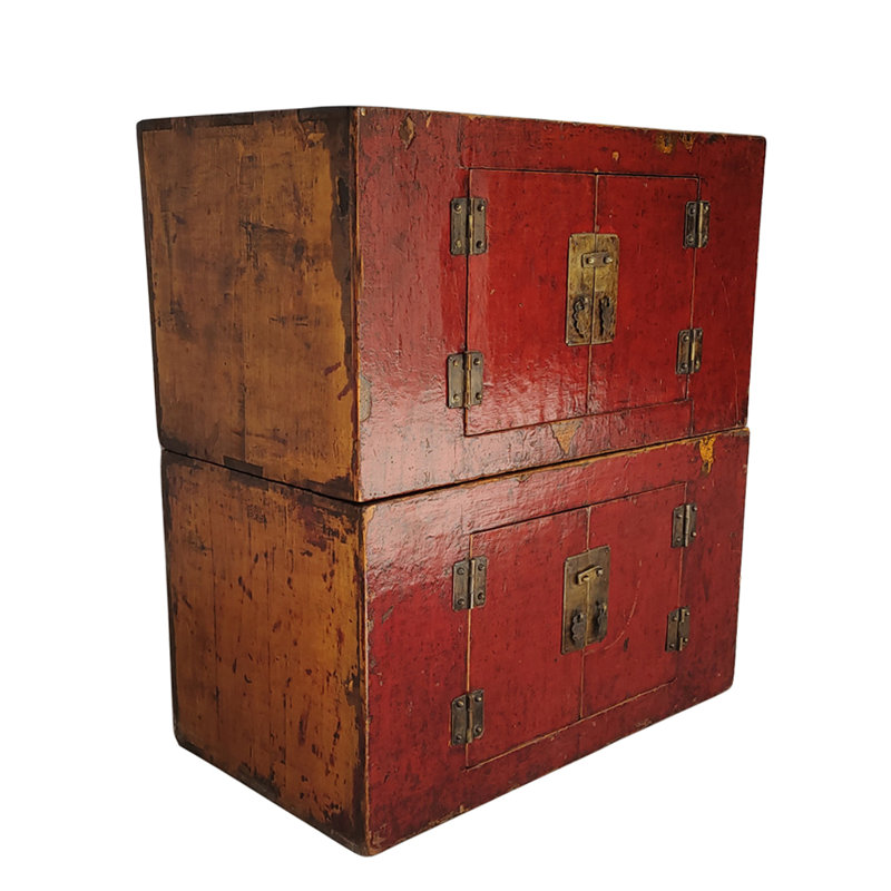 2 Piece Solid Wood Coffee Table Trunk