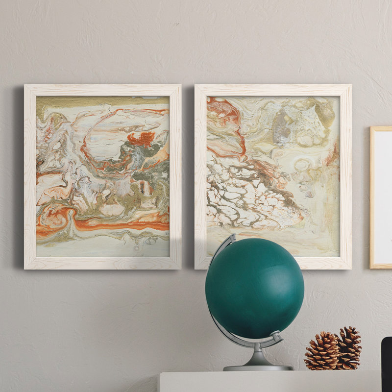 Corail et albâtre I - Ensemble de 2 reproductions d'art sur toiles, H 20 po x l 17 po x P 1 po, Toile blanche encadrée
