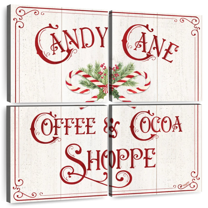Plaque murale Kema Vintage Christmas I - Candy Cane Coffee, H 74 po x l 74 po