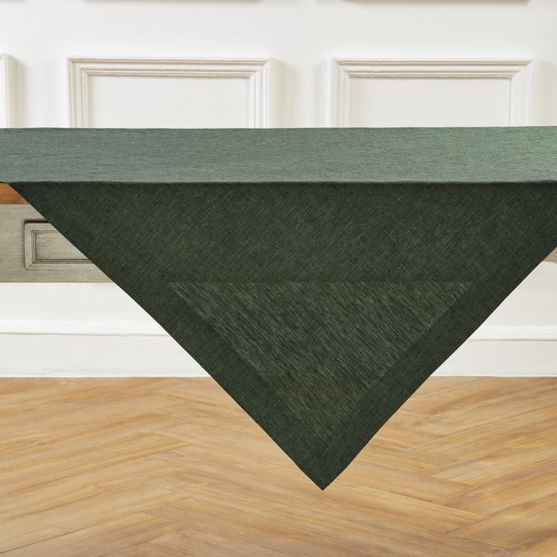 100% Pure Linen Table Throw - Athena, Forest Green