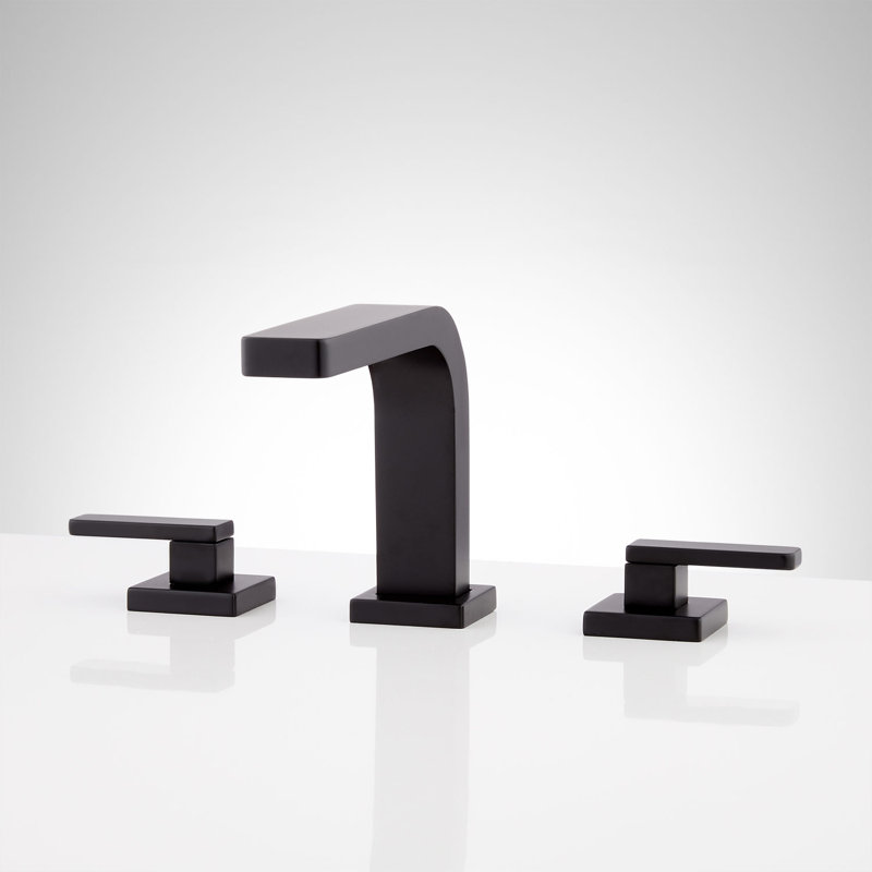 Signature Hardware Hibiscus Widespread Bathroom Faucet, Matte Black