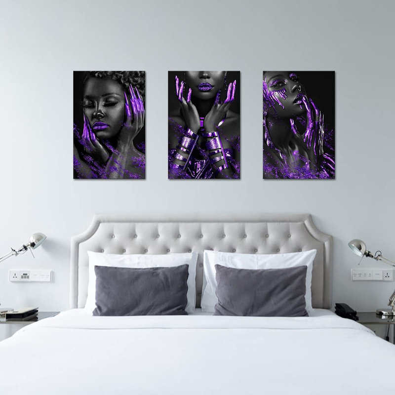 3 Piece Wrapped Canvas Set, Purple
