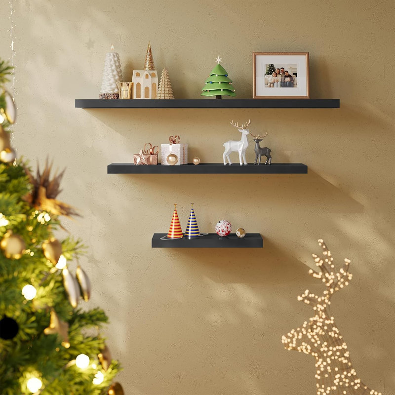 Floating Shelf, 3.8cm H x 80cm W x 22.9cm D, Black