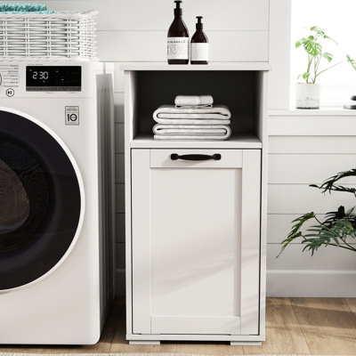 Laundry Cabinet With Easy - Open Door And Removable Liner, Ideal For Dorm Storage, 15.27 Inches Wide, Deep, 30.06 High, Particle Board Perfect Sorting In Dorms, Material