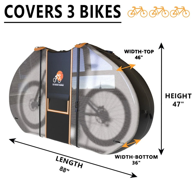 Housse pour vélo pour le transport 3 vélos - Housses de vélo de voyage 600D pour vélos sur le support à vélos arrière imperméable et robuste