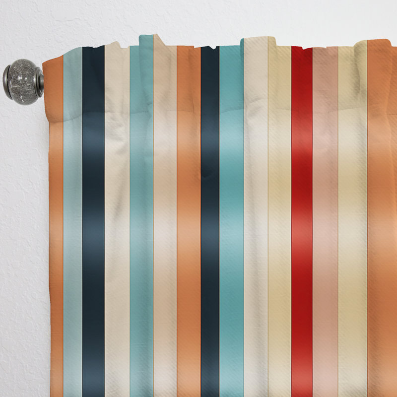 Rideau obscurcissant à rayures multicolores - 1 panneaux, L 52 po x L 95 po