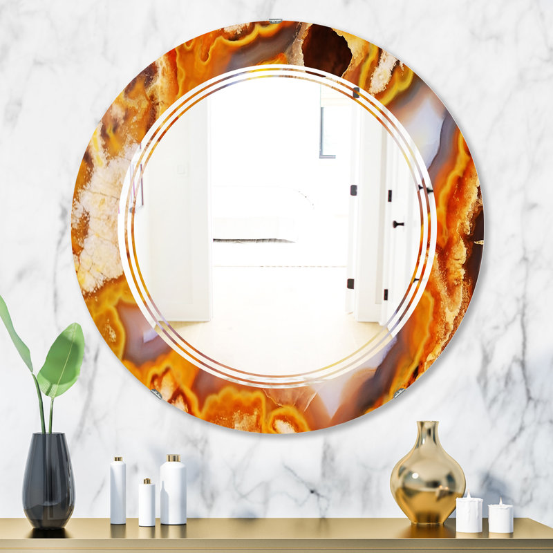 Miroir mural moderne sans cadre, H 31,5 po x l 31,5 po, Foyer triple C avec cristaux industriels
