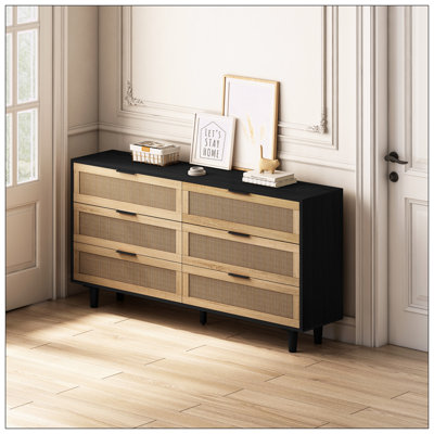 Armoire de rangement en rotin à 6 tiroirs Kristiana