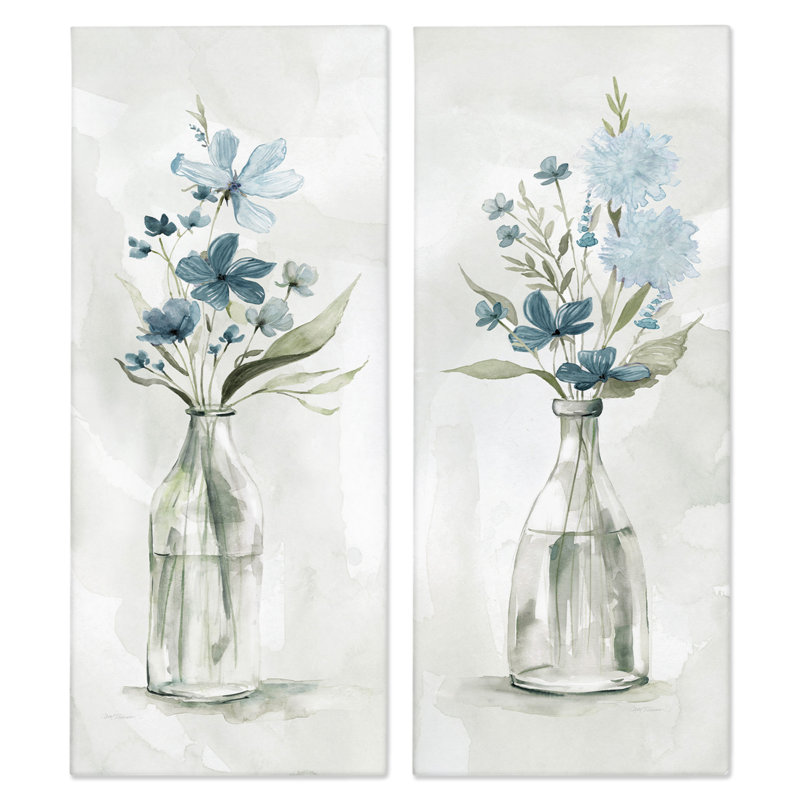 Élégants pots de fleurs de lilas indigo à l'aquarelle douce et légère Carol Robinson, H 24 po x l 10 po