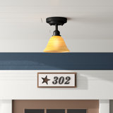 Luminaire semi-encastré 1 lumière Eilif Vintage en finition granite foncé avec verre Firré Saturn de 7 po