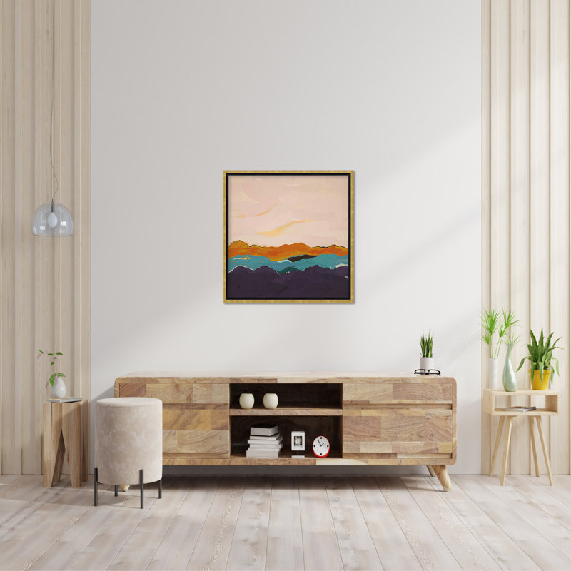 Nature Inspired Twilight Silhouette, Gold, Floated Framed Canvas, 48" H x 48" W