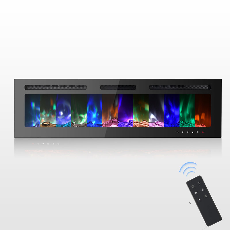 Electric & Alternative Fuel Fireplaces, Black, 17" H x 60" W x 4.1" D