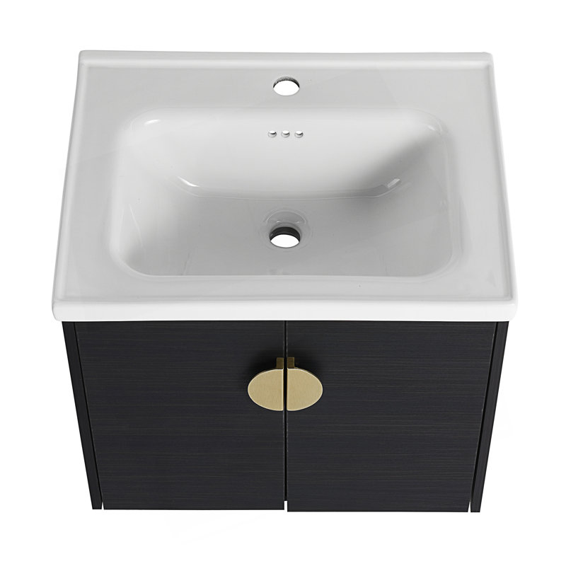 Meuble-lavabo à fermeture en douceur avec lavabo
