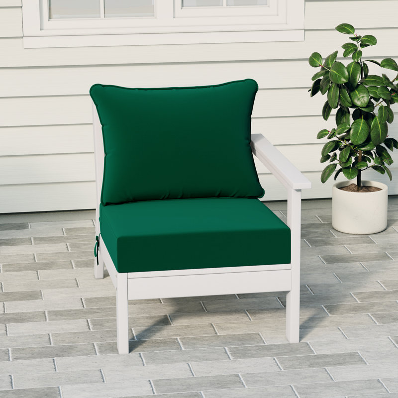 Deep Seating Right Arm Chair With Cushions, Green, White