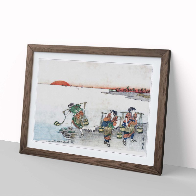 Water Carriers by Katsukawa Shunko - Picture Frame Painting Print, 48cm H x 65cm W x 2cm D, Walnut Framed