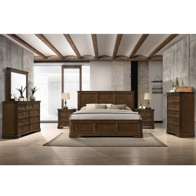 Traditional Wood Panel 6 pieces Bed set with Dresser, Mirror, Two Nightstands, Chest by Canora Grey
