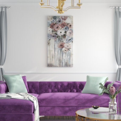 «Bottles and Blooms Soft», reproduction de peinture acrylique sur toile tendue