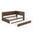 L-Shaped Full-Size Multifunctional Daybed With  Trundle, Storage Shelves, USB Ports & LED Lighting-1201812289