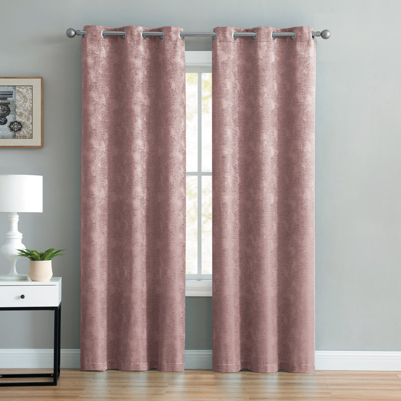 Panneau de rideau à œillets Rosalie, L 55 po x L 90 po, Rosé
