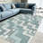 Teal Tribal Geometric carpet-easy to clean, machine-washable, soft and comfortable; suitable for door mats, kitchens, living rooms, bedrooms, corridors, and laundry areas. Easy to clean, durable carpet for home decoration.-130037236