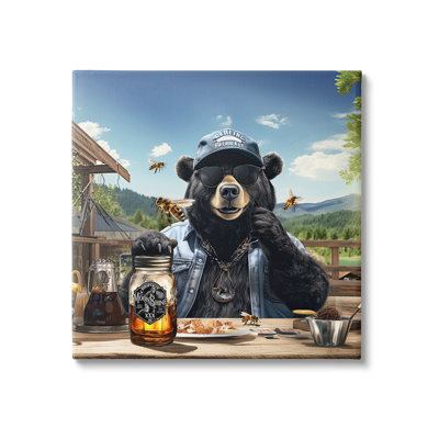 Bear At Rustic Campsite Canvas Wall Art Design By Jim Baldwin