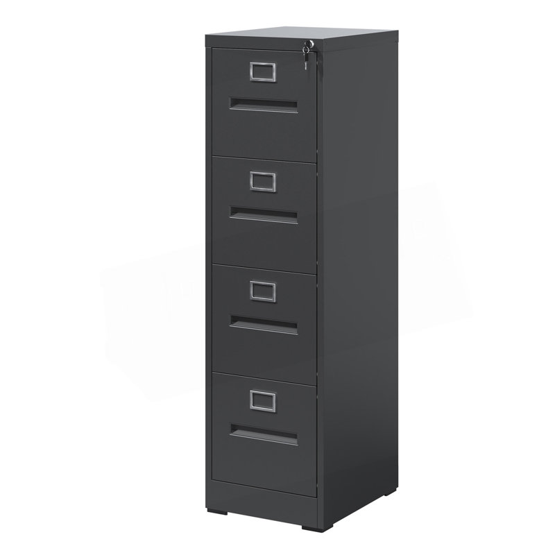 4 Drawer File Cabinet With Lock Metal Vertical File Cabinet Office Home, A4 Legal/Letter Size Narrow File Cabinet Locked,Assembly Required