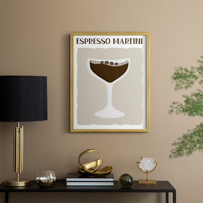 Espresso Martini, reproduction encadrée - bois massif