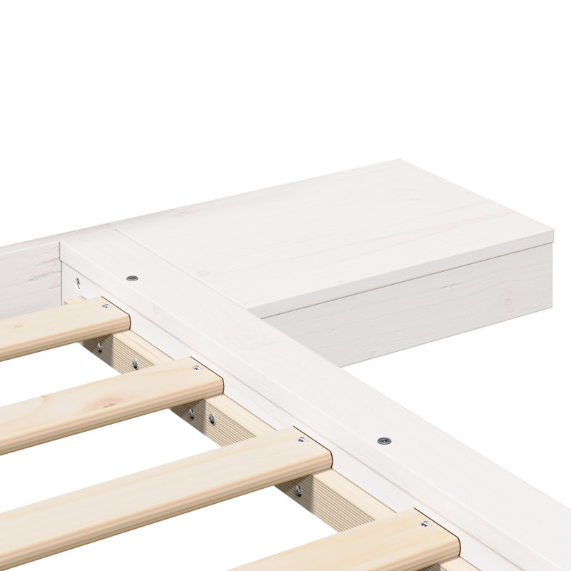 Solid Wood Bed, European Double (140 x 200 cm), White