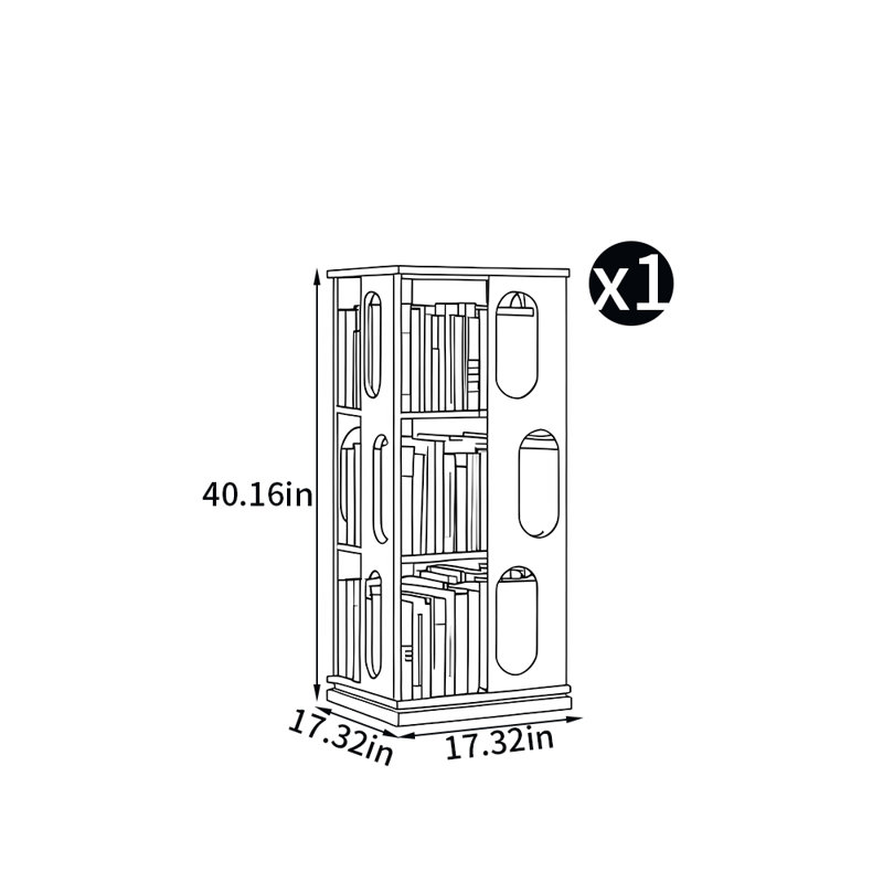 Bibliothèque tournante de style français, (3 tablettes) H 40,16 po x l 17,32 po x P 17,32 po