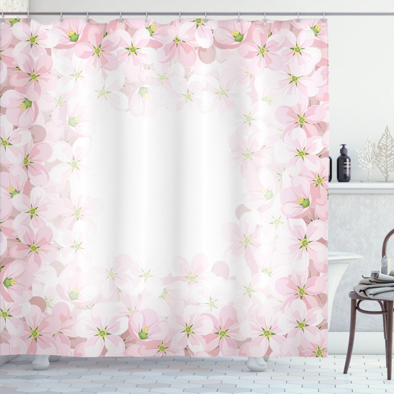 Rideau de douche et crochets de douche floral Hallie, H 75 po x l 69 po