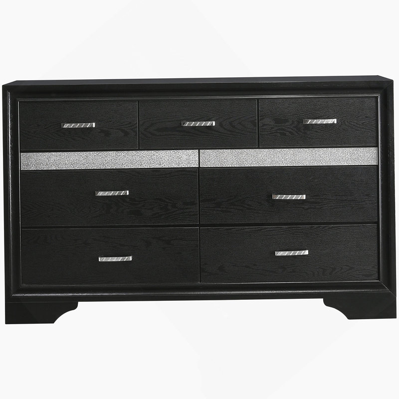Commode 9 tiroirs noire, Noir