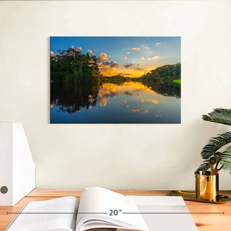 Coucher de soleil sur la rivière Amazon Alvord, H 8 po x l 12 po