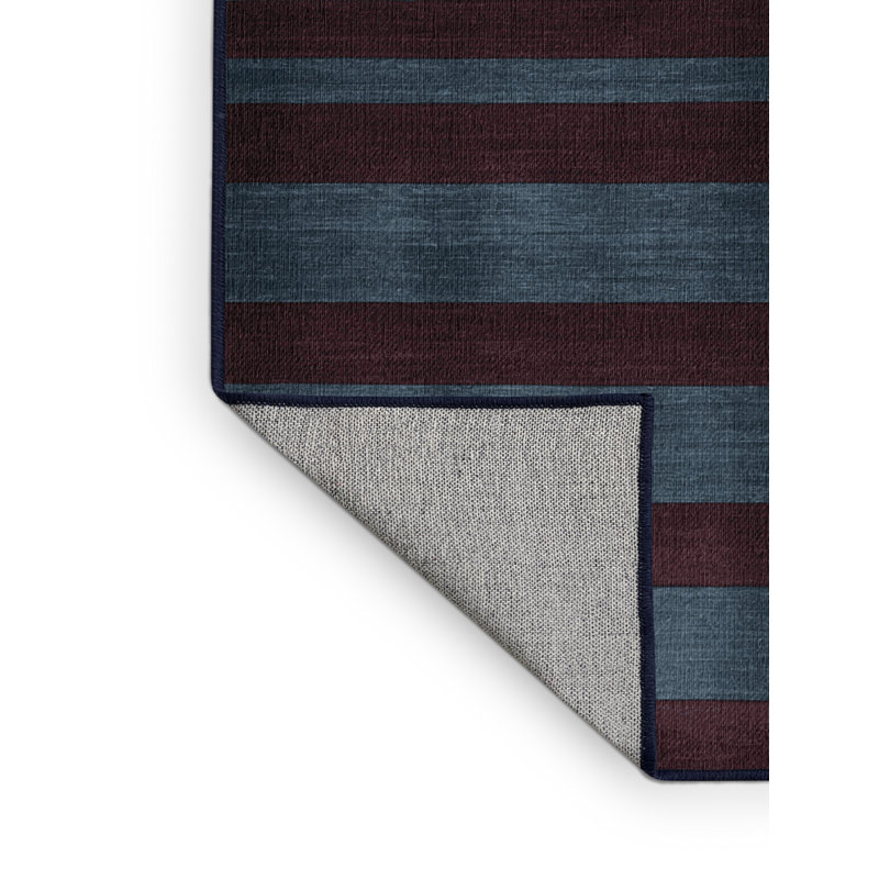 Tapis noir à rayures horizontales lavable à la machine, Carré 4 pi