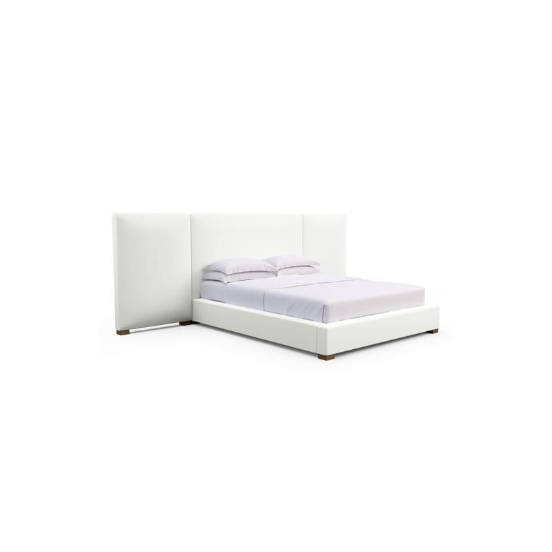 Prospect Upholstered Bed, Dark Brown, Box Weave Linen Alabaster, King