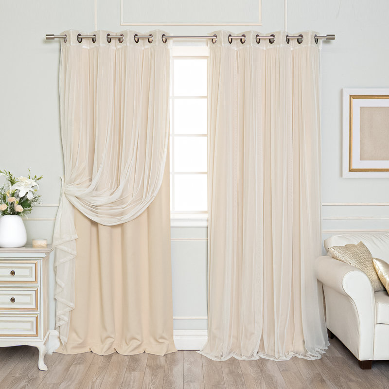 Granados Solid Room Darkening Thermal Grommet Curtain Panels, Beige, 52" W x 96" L