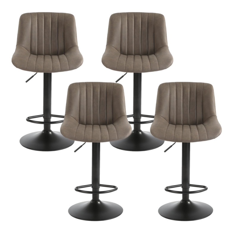 Swivel Upholstered Adjustable Height Counter Stool with Metal Frame, Dark Brown