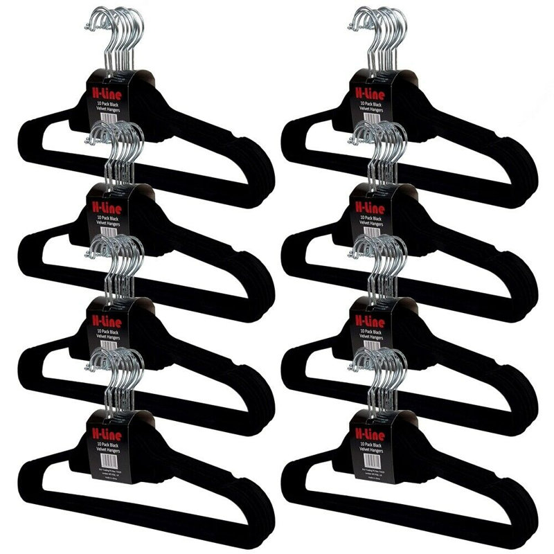Velvet Standard Hanger for Dress/Shirt/Sweater, Black
