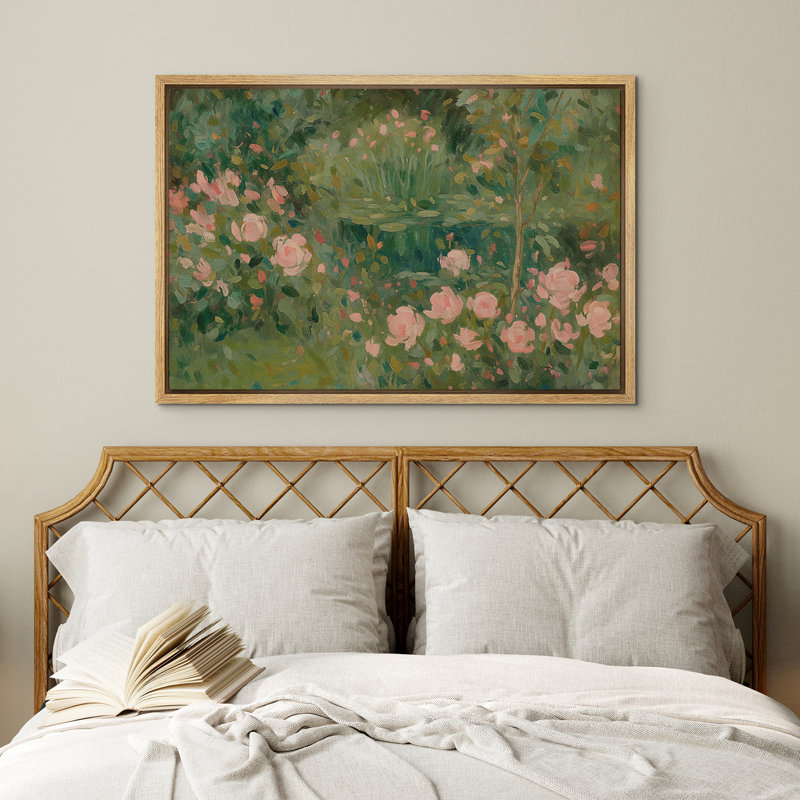 Framed Canvas Wall Art Print - Vintage Abstract Floral Botanical Landscape Artwork Living Room Modern Farmhouse Decor