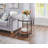 Modern Round End Table with Glass Top, Wood Shelf & Metal Frame for Living Room Bedroom-427443252